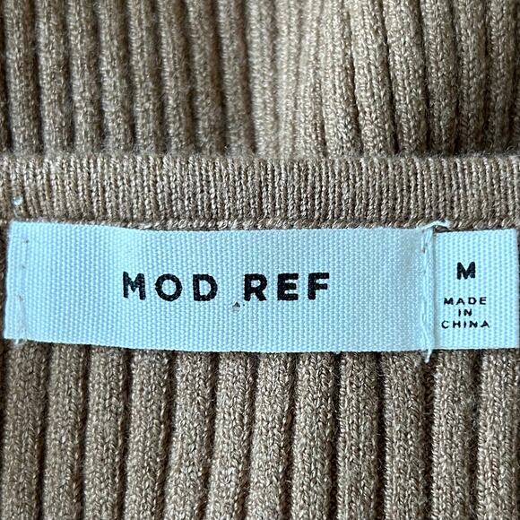 Mod Ref Janine sheath midi ribbed sweater dress neutral minimalist fall brown M - Picture 10 of 11